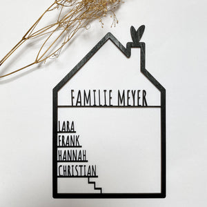 House with name personalized from wood | Gift for family as a housewarming gift, for a wedding, housewarming or birthday
