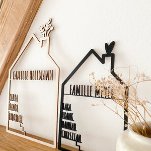 House with name personalized from wood | Gift for family as a housewarming gift, for a wedding, housewarming or birthday