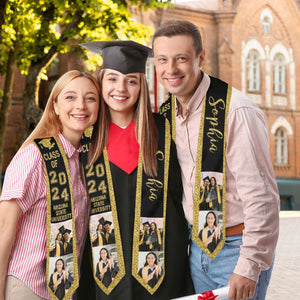 Personalized Graduation Stole with Photos, Graduation Sash Custom Name Photo Graduation Stole Class of 2026, Graduate Gift for Her Him