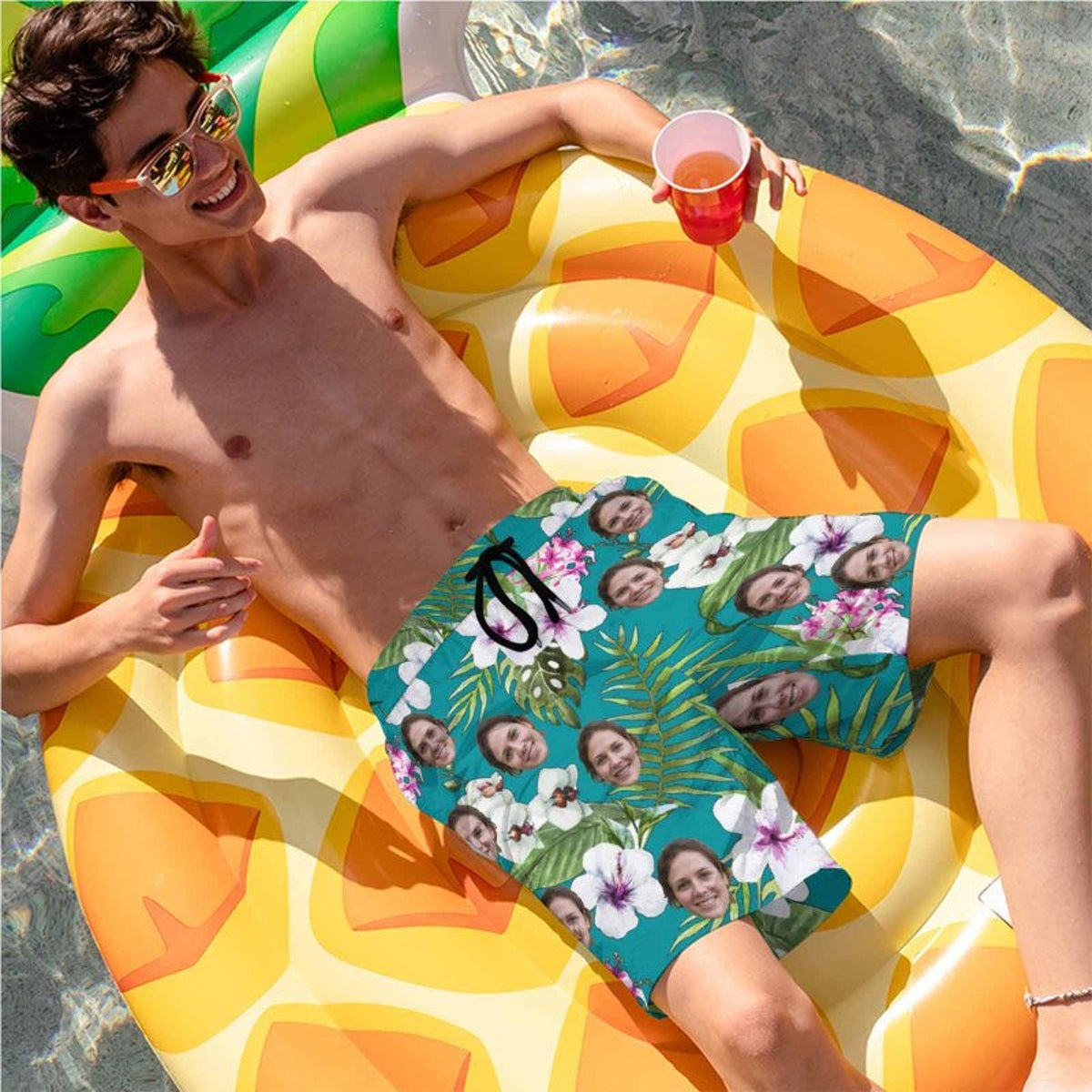 Custom Face Swim Shorts for Dad/Husband/Boyfriend, Personalized Photo Swimwear, Photo Swim Trunks, Picture Shorts Gift for Bachelor party