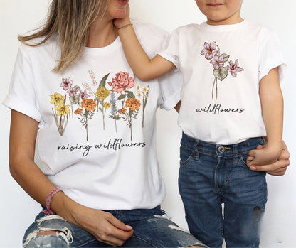 Mama and Baby Shirt, Matching Shirts, Raising Wildflowers, Mommy and Me Toddler Tee, Mommy and Daughter Matching, New Mom Shirt, Mom Onesie