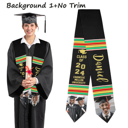 Personalized Graduation Stole with Photos, Graduation Sash Custom Name Photo Graduation Stole Class of 2026, Graduate Gift for Her Him