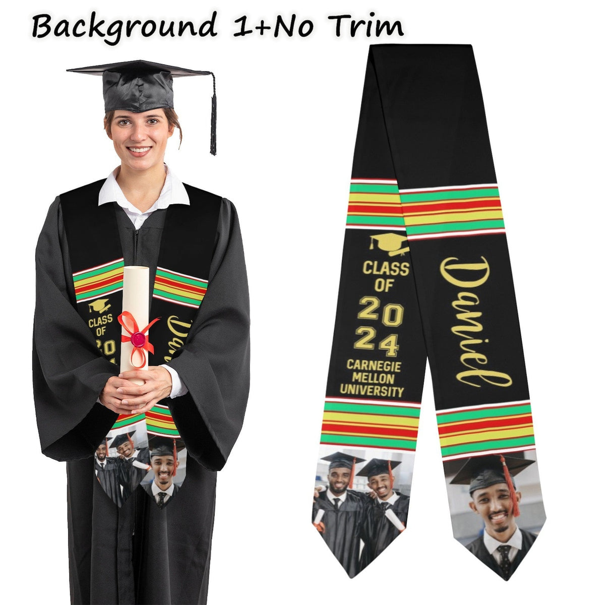 Personalized Graduation Stole with Photos, Graduation Sash Custom Name Photo Graduation Stole Class of 2026, Graduate Gift for Her Him