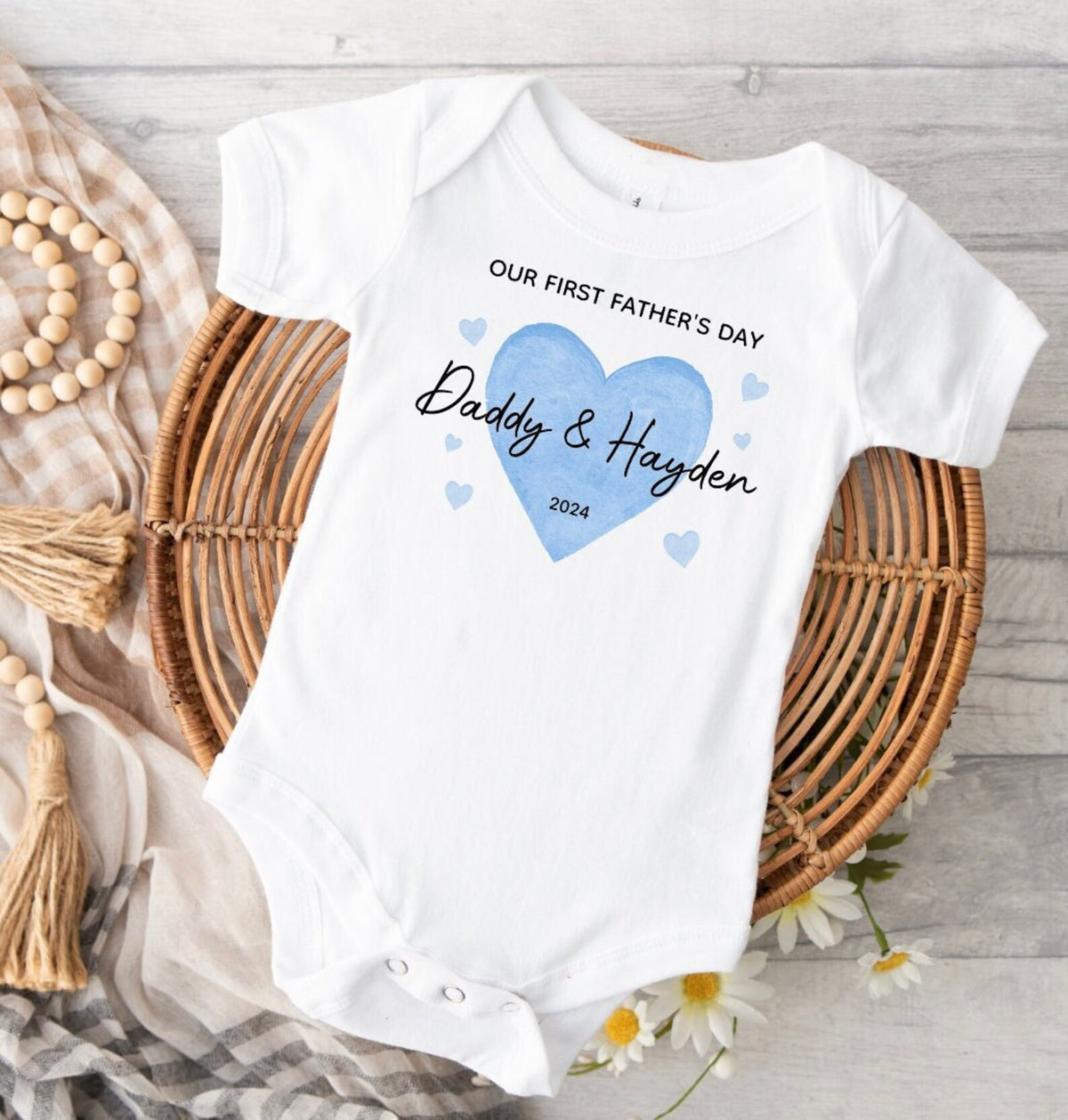 Our First Father's Day baby bodysuit, Daddy & Me baby romper, Personalised baby bodysuit, Personalised Fathers Day, First Fathers Day Gift