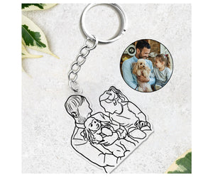 Personalized Dad With Kids Acrylic Keychain, Birthday Gifts For Dad, New Dad Gift. Photo Keychain For Dad, Gift for Husband,Dad Keyring Gift