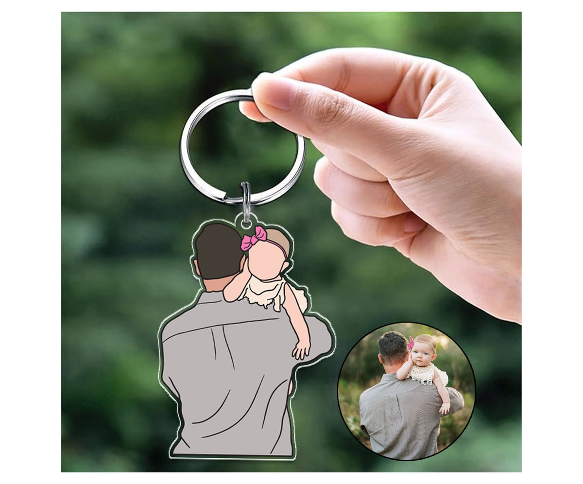 Personalized Dad With Kids Acrylic Keychain, Birthday Gifts For Dad, New Dad Gift. Photo Keychain For Dad, Gift for Husband,Dad Keyring Gift