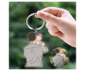 Personalized Dad With Kids Acrylic Keychain, Birthday Gifts For Dad, New Dad Gift. Photo Keychain For Dad, Gift for Husband,Dad Keyring Gift