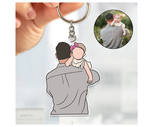 Personalized Dad With Kids Acrylic Keychain, Birthday Gifts For Dad, New Dad Gift. Photo Keychain For Dad, Gift for Husband,Dad Keyring Gift