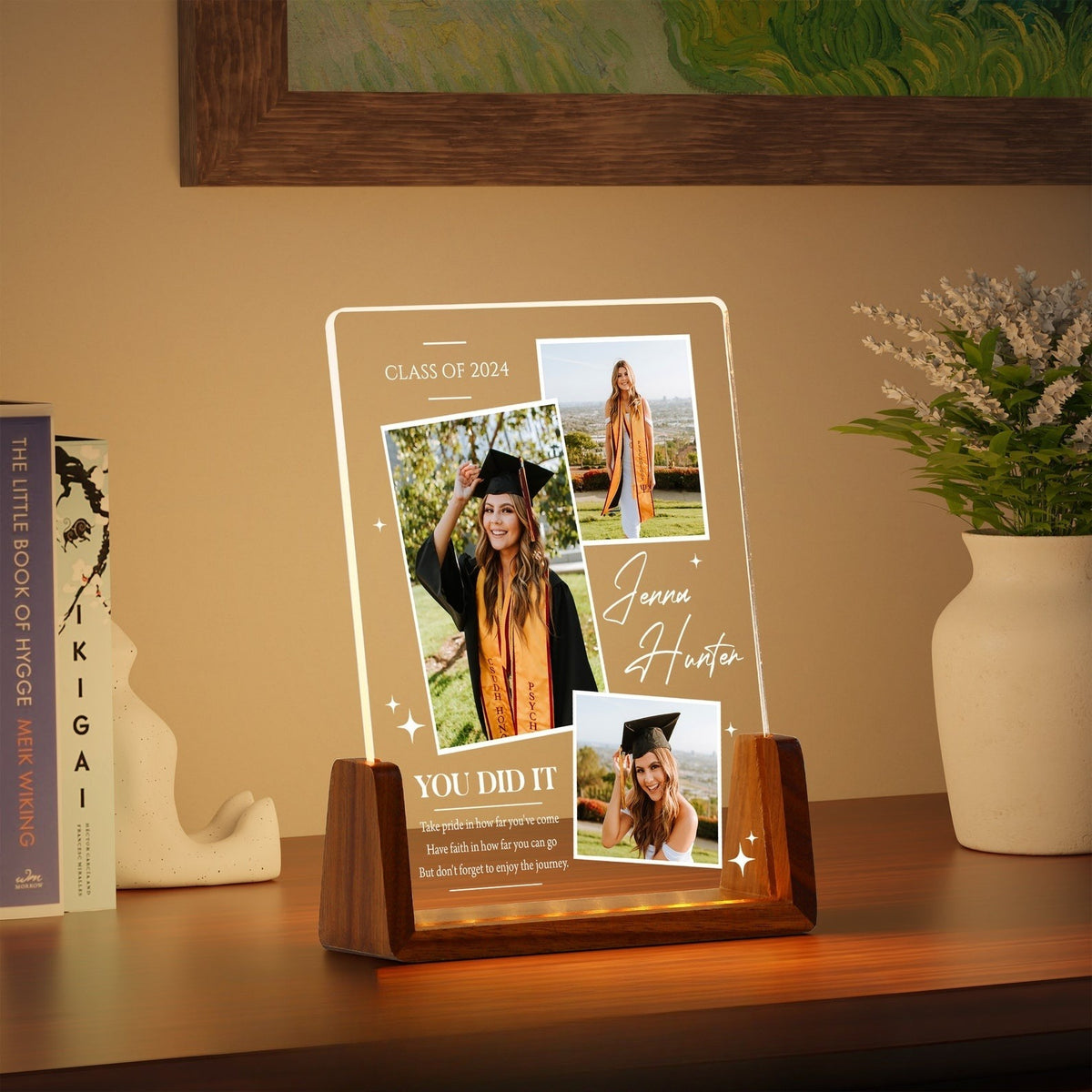 Personalized Night Light Graduates Plaque, Graduate Frame Picture Gifts, Gifts for Graduate, Seniors, Highschool, College Gift