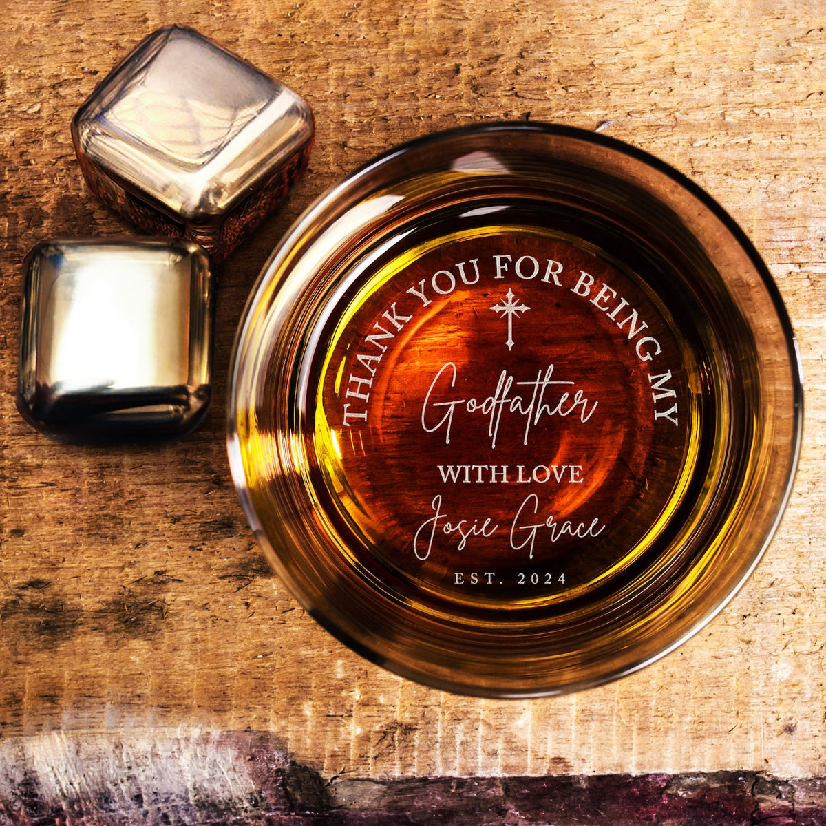 Custom Father's Day Gifts for Godfather - Personalized Godfather Gift on Rock Glass - Whiskey Glass Gifts from Goddaughter