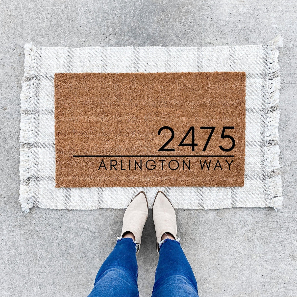 Custom Modern Address Doormat, Personalized Front Doormat, Custom Printed First Home Couple's Gift, Housewarming Gifts