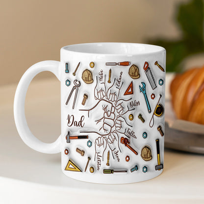 Personalized Dad First Bump 3D Inflated Effect Mug, Custom Kids Names Coffee Mug Father's Day Gift for Grandpa, Custom Tea Mug Gift for Papa