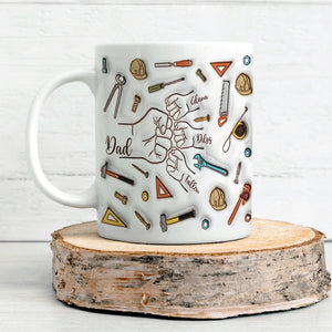 Personalized Dad First Bump 3D Inflated Effect Mug, Custom Kids Names Coffee Mug Father's Day Gift for Grandpa, Custom Tea Mug Gift for Papa
