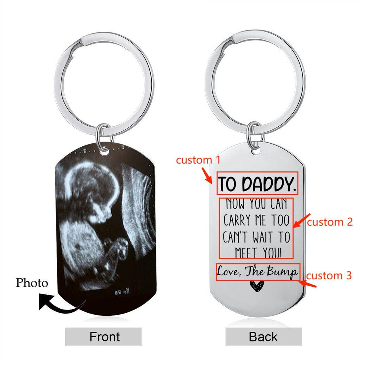 Personalized Ultrasound Keychain,Daddy Carry Me Too Gift, Bump keyring,Dad to be Gift, Sonogram Dad Birthday Gift from Bump, Baby Scan Gift
