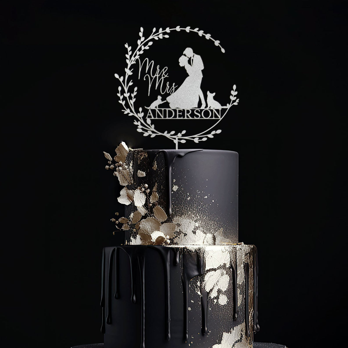 Dog Cake Topper for Wedding, Rustic Wedding Cake Topper with Dog, Bride Groom Cake Topper, Pet Silhouette Cake Topper, Cat Cake Topper il_1588xN.6056019757_ituu.jpg