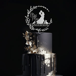 Dog Cake Topper for Wedding, Rustic Wedding Cake Topper with Dog, Bride Groom Cake Topper, Pet Silhouette Cake Topper, Cat Cake Topper