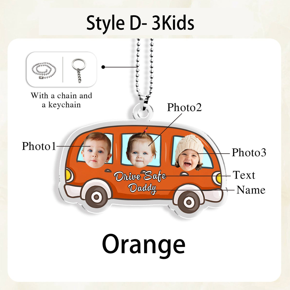 Customized Drive Safe Daddy Acrylic Car Hanger for Dad, Mom, Grandpa, Personalized Acrylic Baby Car Hanger, 1st Father's Day Gifts for Dad