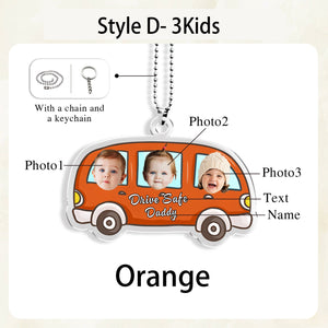 Customized Drive Safe Daddy Acrylic Car Hanger for Dad, Mom, Grandpa, Personalized Acrylic Baby Car Hanger, 1st Father's Day Gifts for Dad
