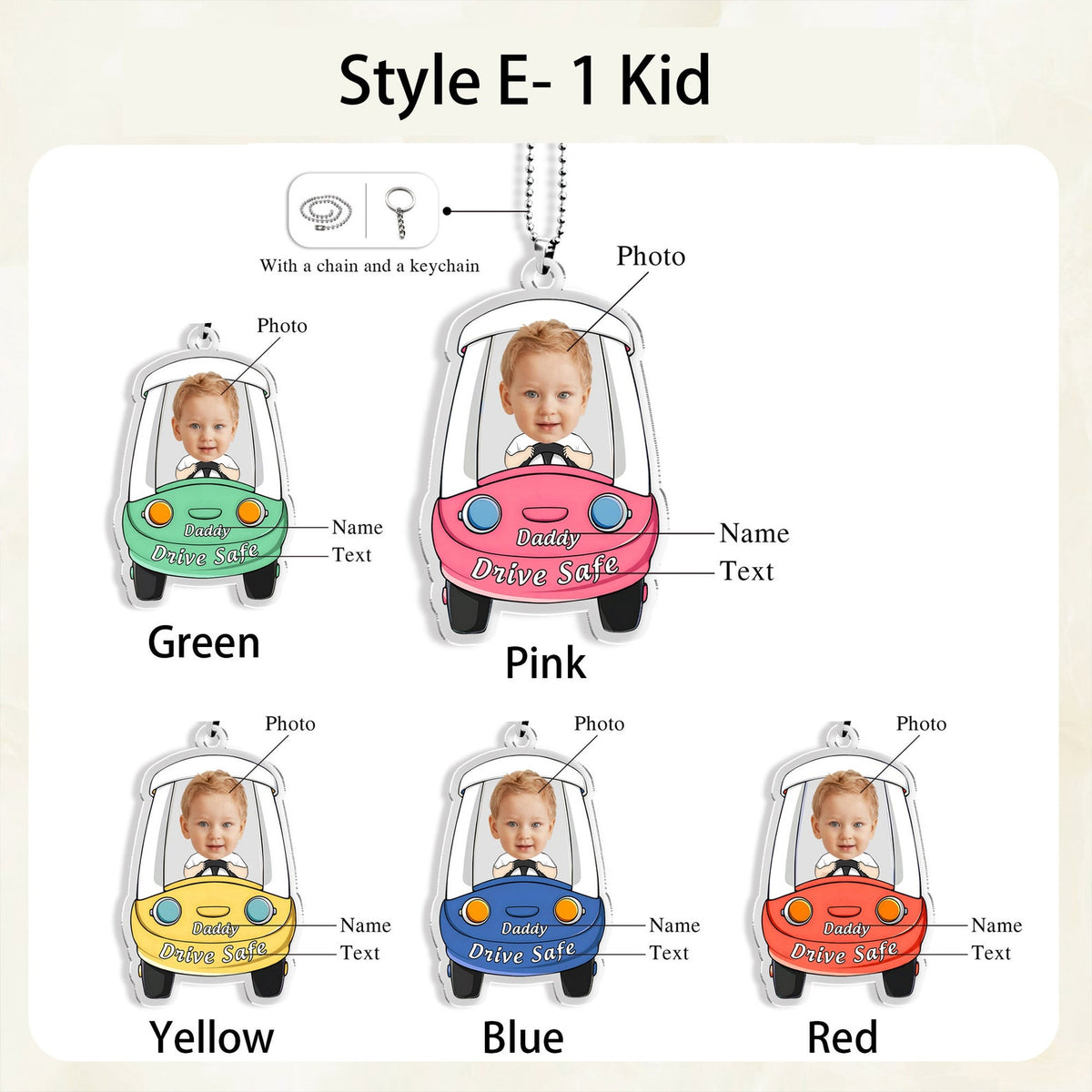 Customized Drive Safe Daddy Acrylic Car Hanger for Dad, Mom, Grandpa, Personalized Acrylic Baby Car Hanger, 1st Father's Day Gifts for Dad