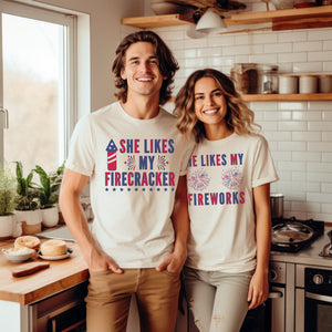 Funny 4th Of July Couples Shirts, I Love The Taste of Freedom Couples Matching Tee, Fireworks Shirt, Patriotic Husband Wife