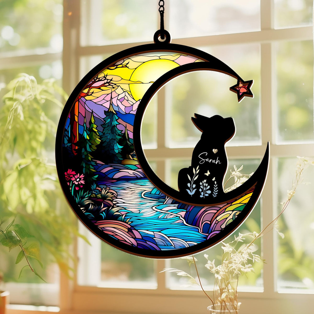 Personalized Loss Of Dog Sympathy Gift| Loss of Dog Gift| Dog Remembrance Gift| Custom Dog Memorial Suncatcher|Pet Memorial Gift| Car decor