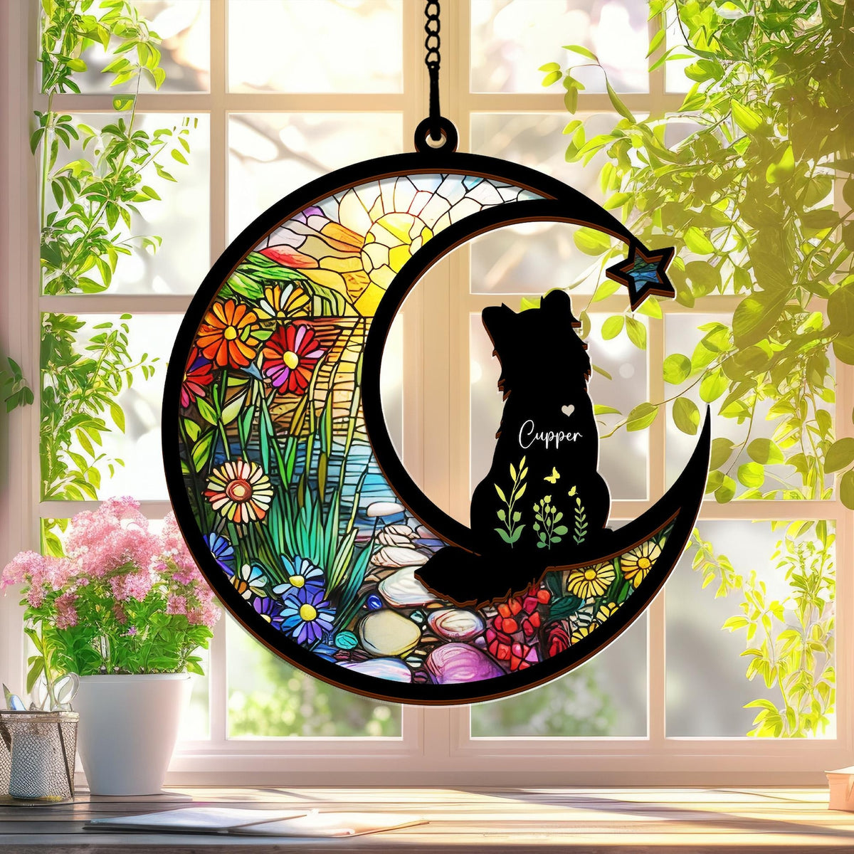 Personalized Loss Of Dog Sympathy Gift| Loss of Dog Gift| Dog Remembrance Gift| Custom Dog Memorial Suncatcher|Pet Memorial Gift| Car decor