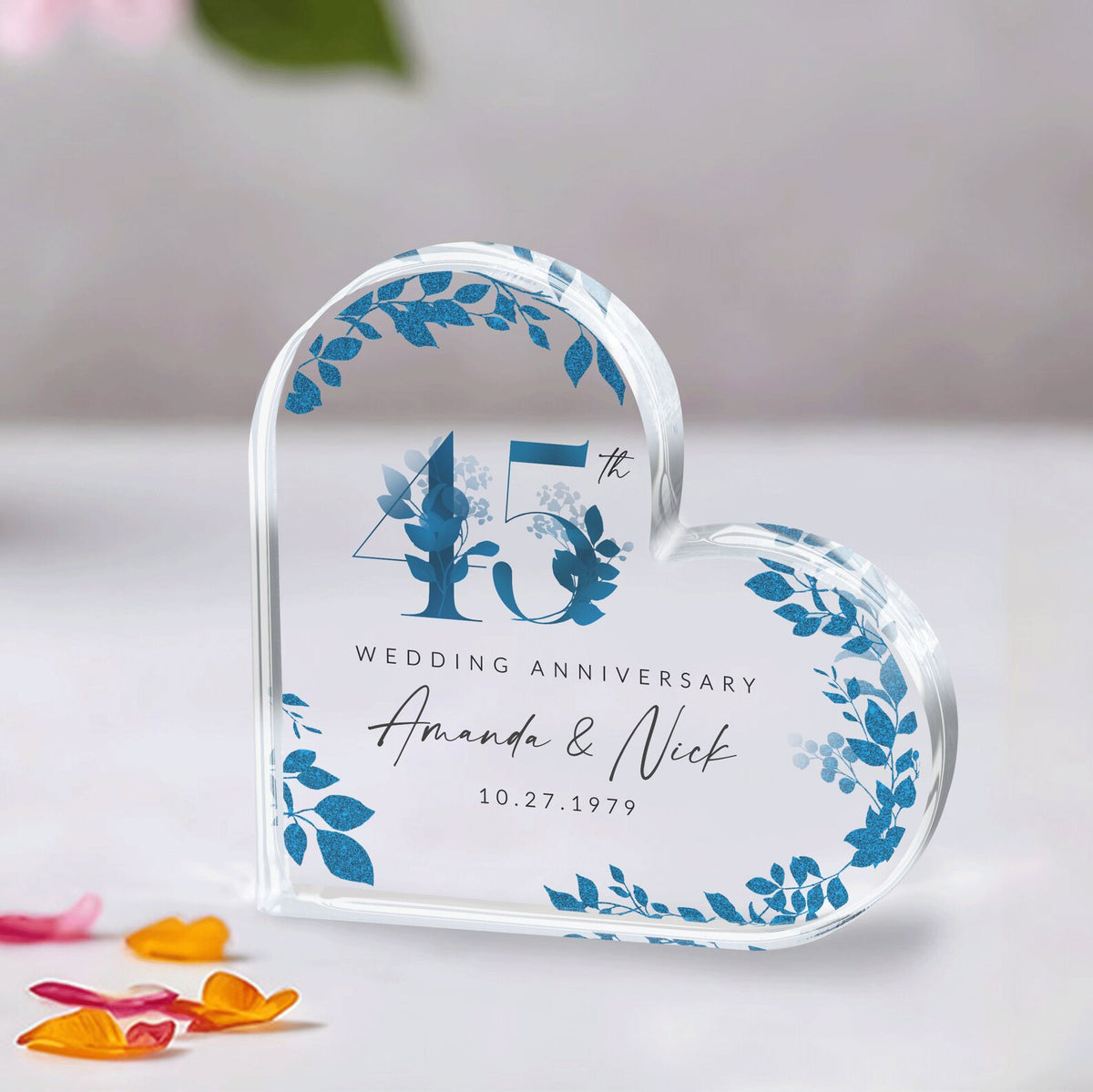45th Anniversary Gift, Personalized 45th Anniversary Plaque, 45th Wedding Anniversary Gift for Parents, Custom Sapphire Anniversary Keepsake
