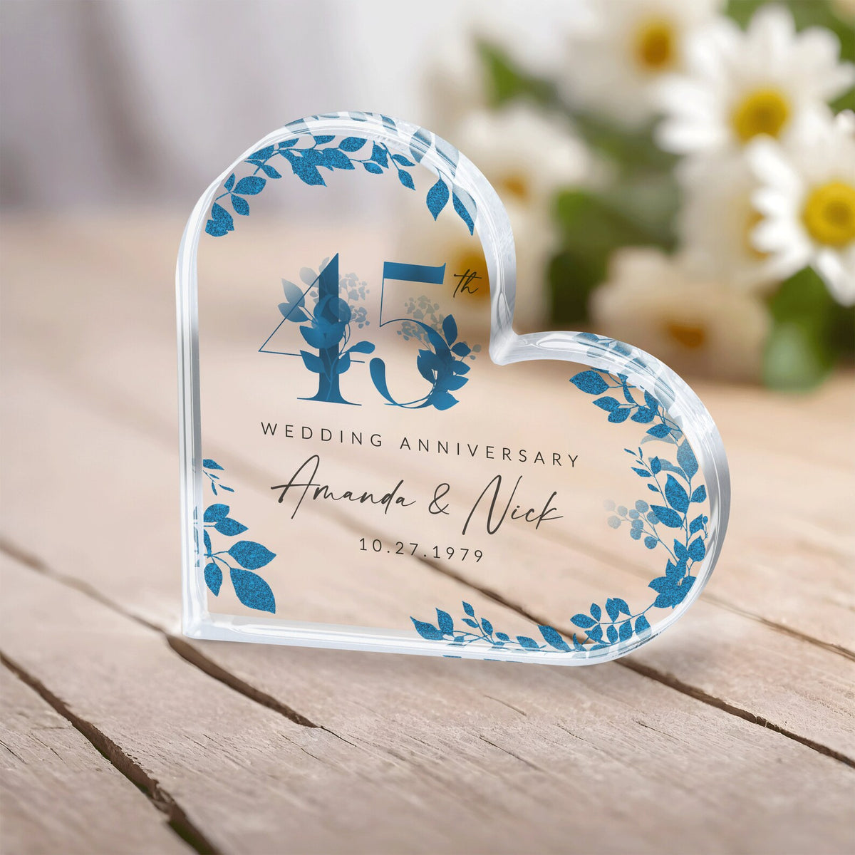 45th Anniversary Gift, Personalized 45th Anniversary Plaque, 45th Wedding Anniversary Gift for Parents, Custom Sapphire Anniversary Keepsake