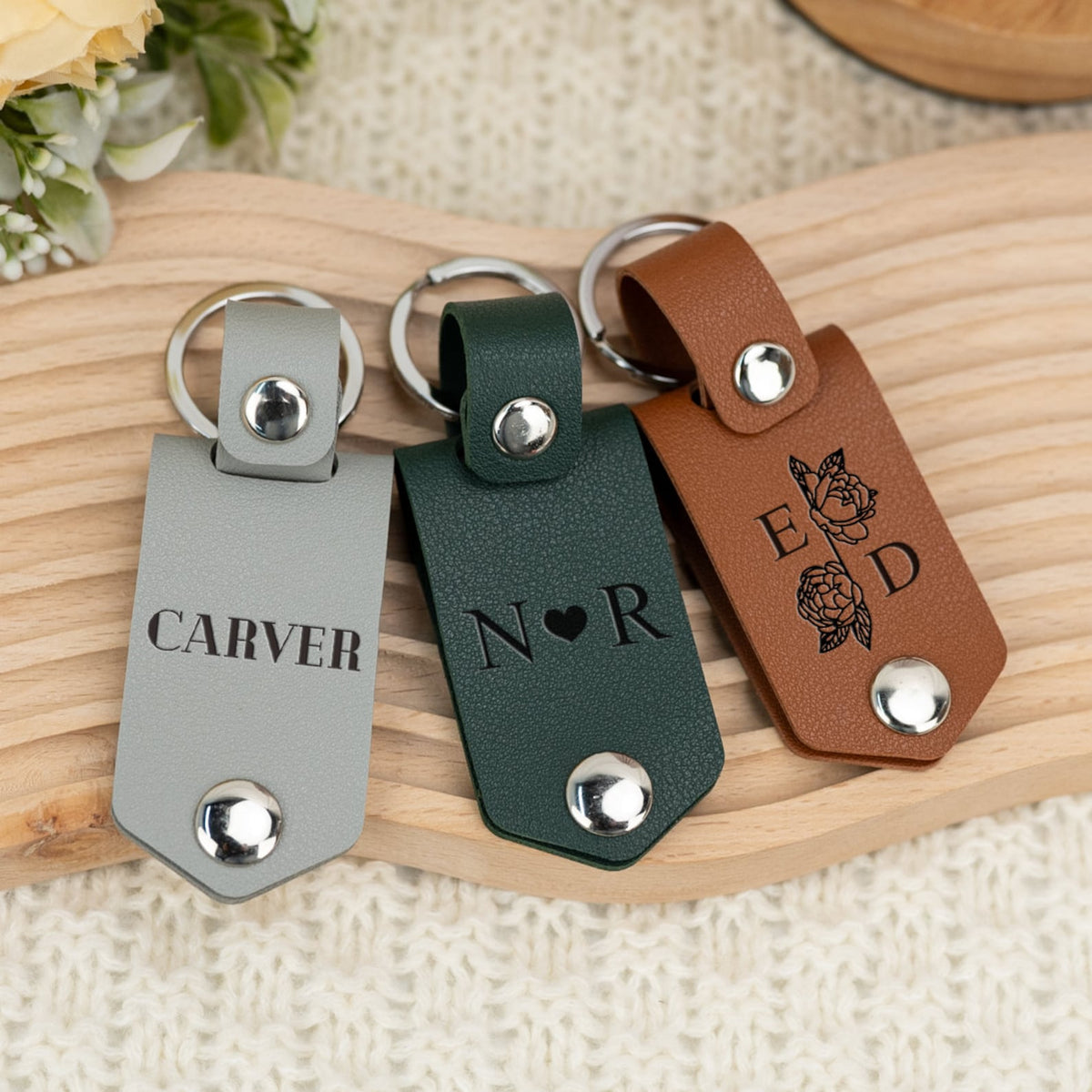 Custom Leather Keychain with Photo, Wedding Anniversary Gift, Personalized Key Chain for Him, Car Key ring, Birthday Gift,Photo Gift for Men