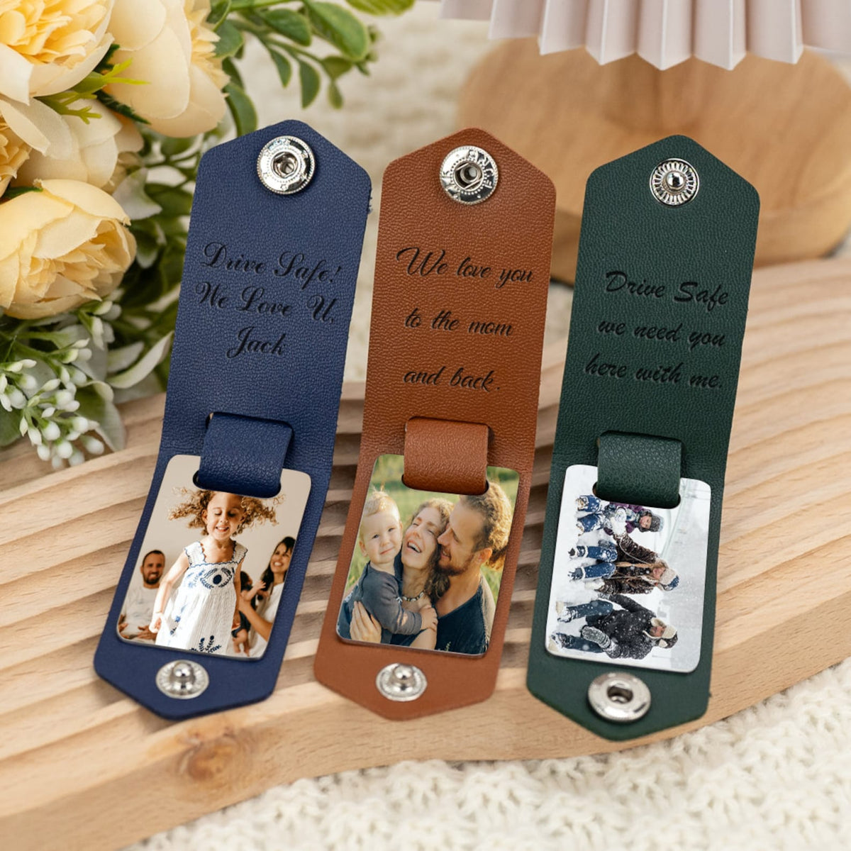 Custom Leather Keychain with Photo, Wedding Anniversary Gift, Personalized Key Chain for Him, Car Key ring, Birthday Gift,Photo Gift for Men