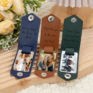 Custom Leather Keychain with Photo, Wedding Anniversary Gift, Personalized Key Chain for Him, Car Key ring, Birthday Gift,Photo Gift for Men