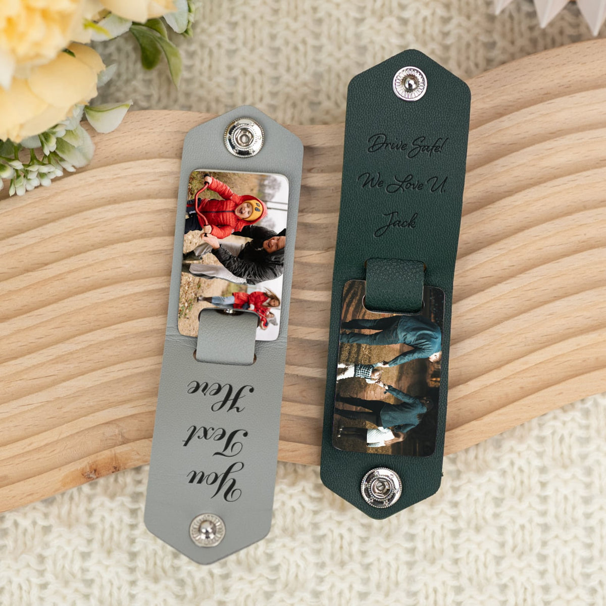 Custom Leather Keychain with Photo, Wedding Anniversary Gift, Personalized Key Chain for Him, Car Key ring, Birthday Gift,Photo Gift for Men