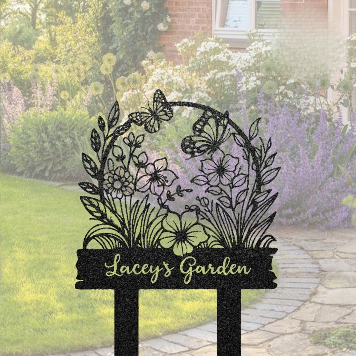 Metal Garden Sign, Custom Garden Name Stakes, Personalize Flower Sign with Stakes, Lawn Signs, Yard Sign, Garden Decor, Gift for Grandparent