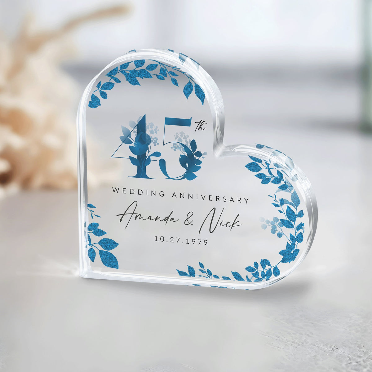 45th Anniversary Gift, Personalized 45th Anniversary Plaque, 45th Wedding Anniversary Gift for Parents, Custom Sapphire Anniversary Keepsake