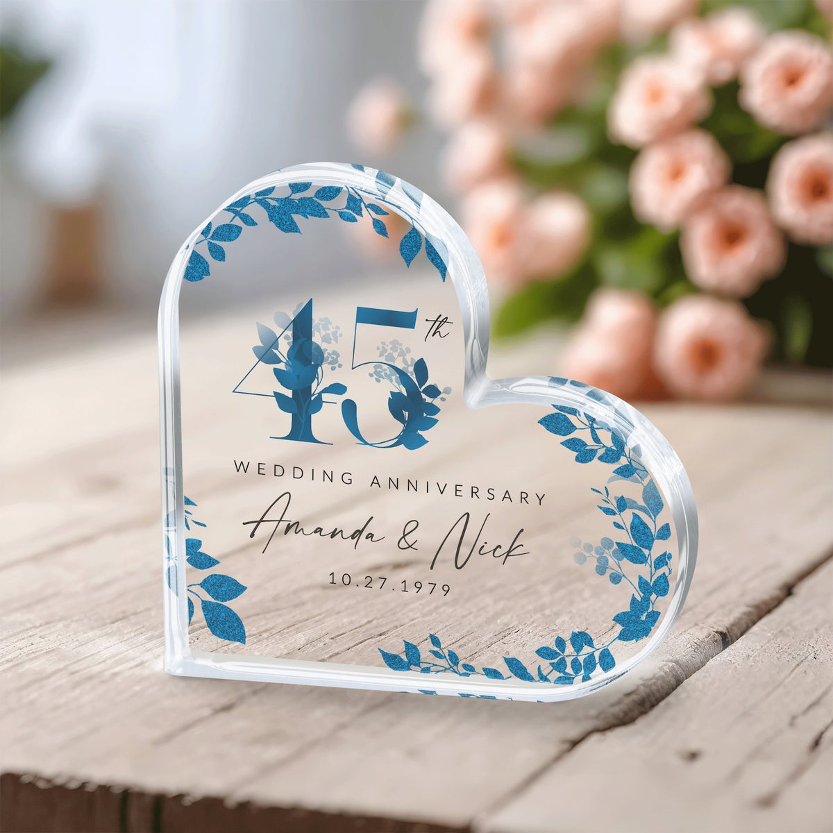 45th Anniversary Gift, Personalized 45th Anniversary Plaque, 45th Wedding Anniversary Gift for Parents, Custom Sapphire Anniversary Keepsake
