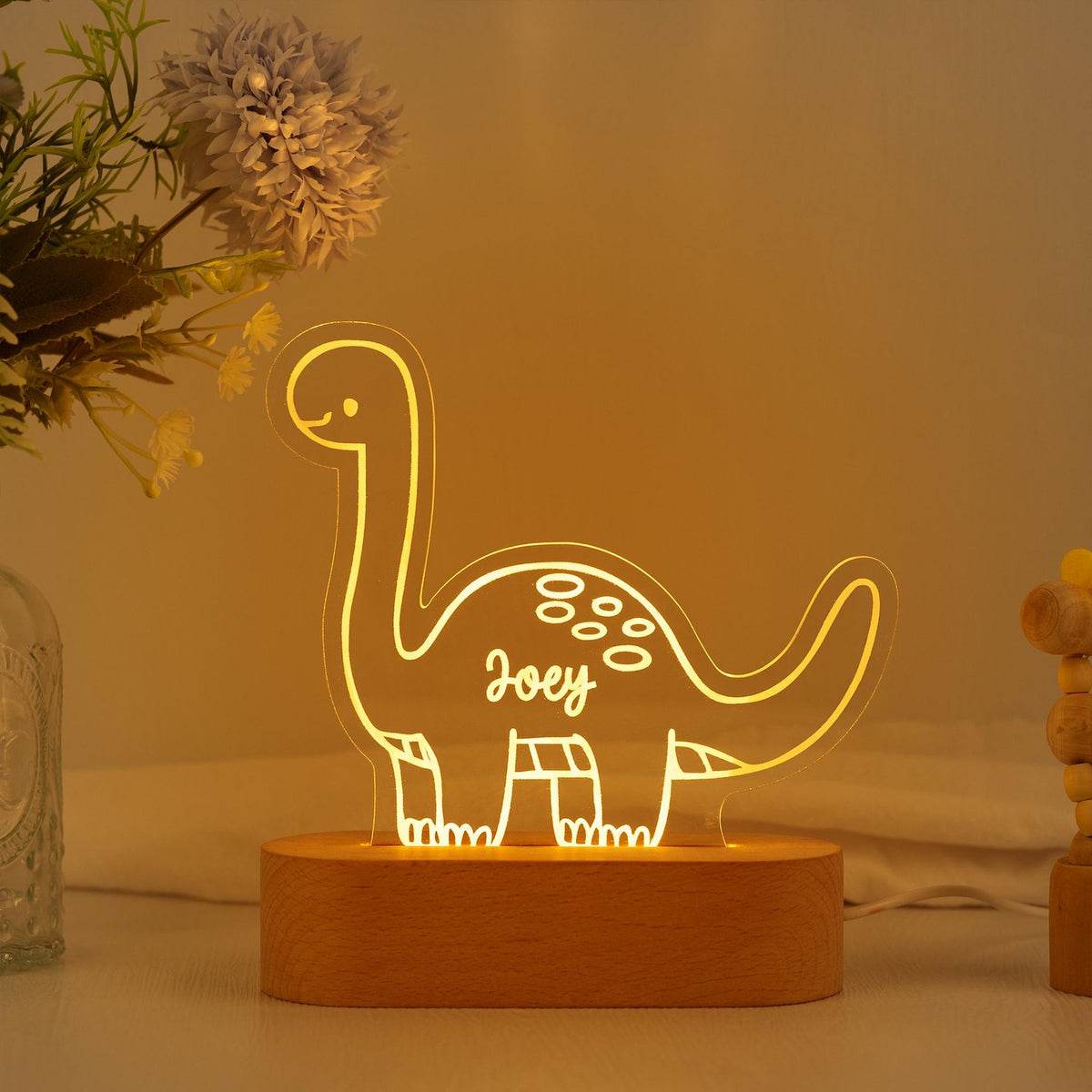 Dinosaur Night Light,Custom Name Night Light,Cute Night Light,Baby First Birthday Gift,Baby Nursery Decor,Newborn Shower Gift,1st Xmas Gift