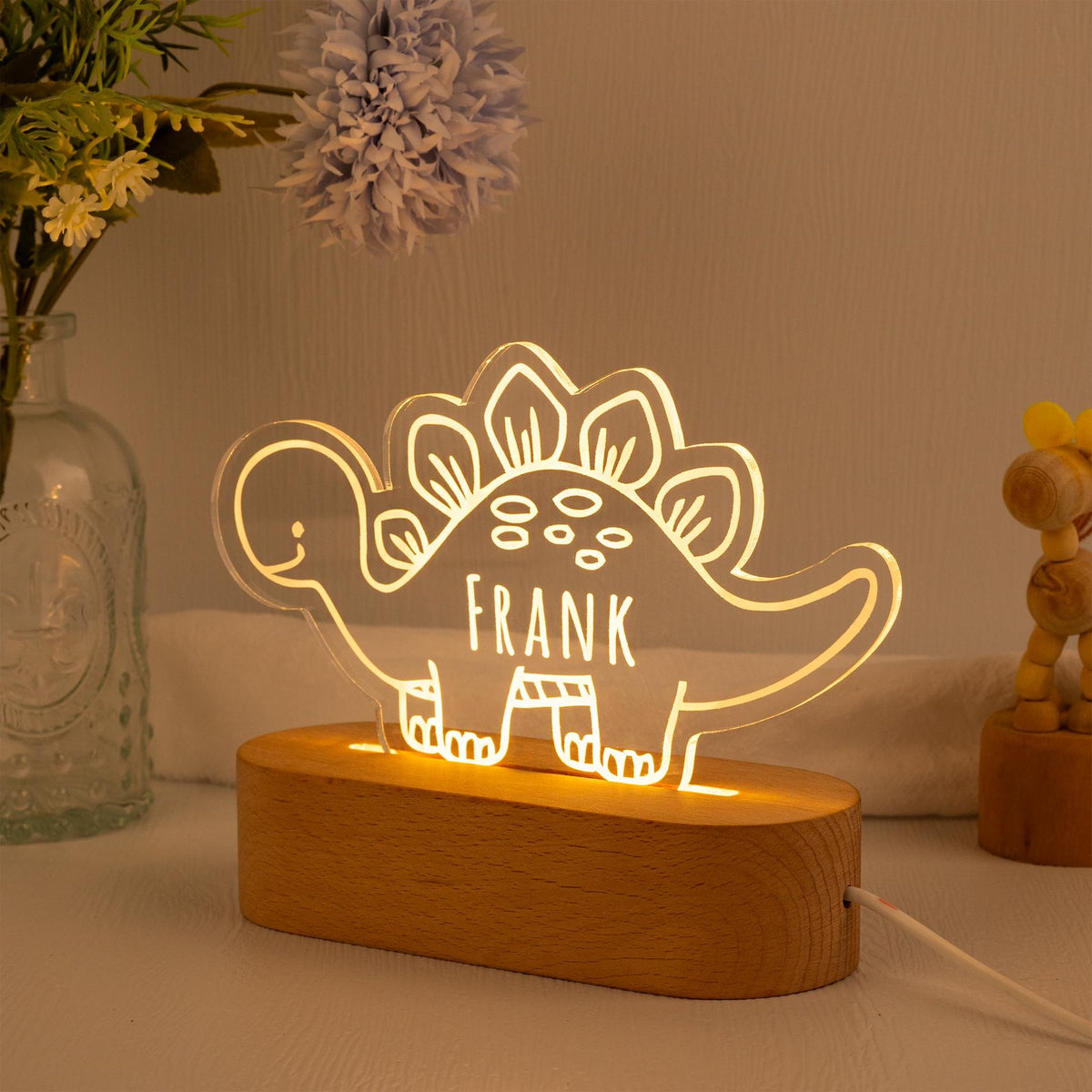 Dinosaur Night Light,Custom Name Night Light,Cute Night Light,Baby First Birthday Gift,Baby Nursery Decor,Newborn Shower Gift,1st Xmas Gift