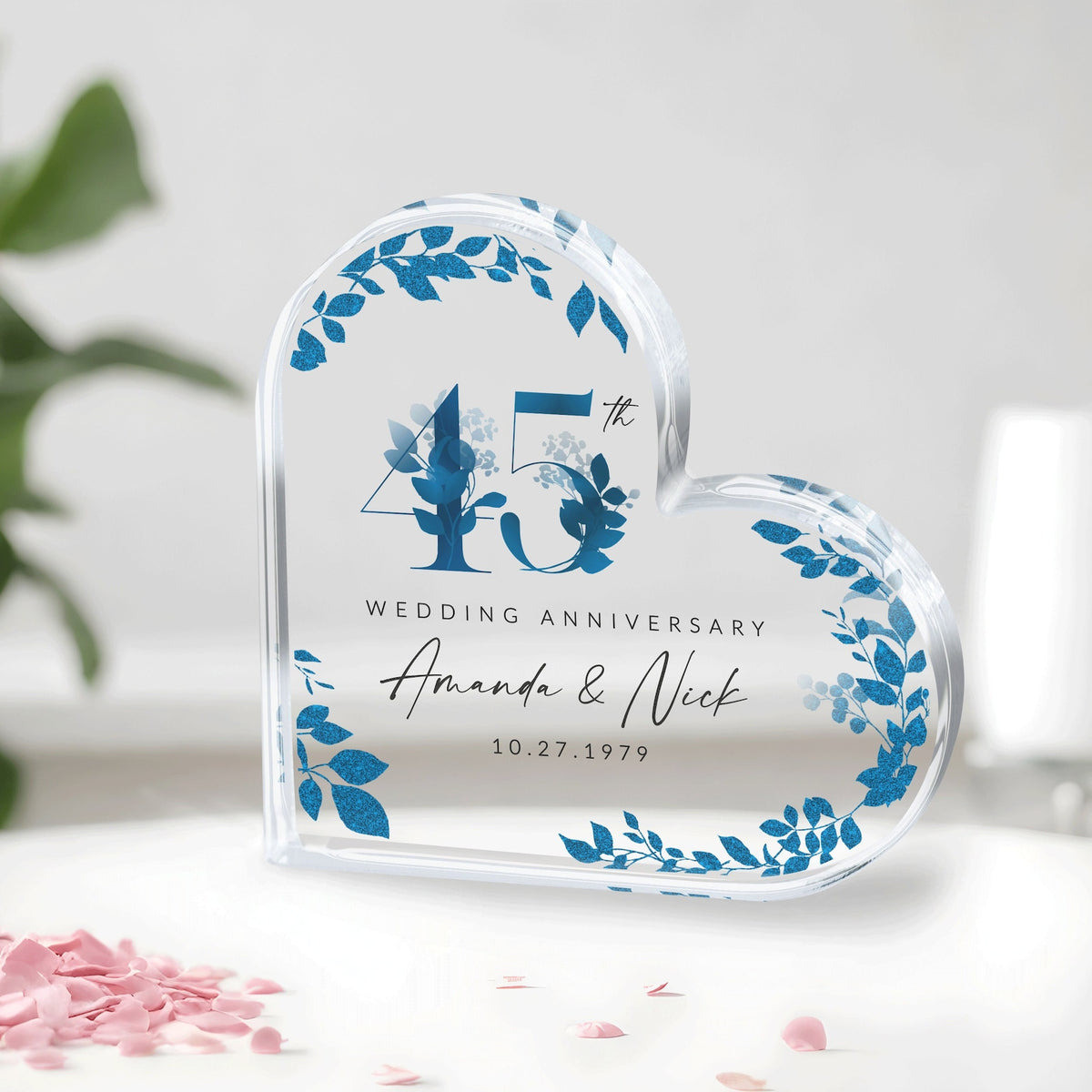 45th Anniversary Gift, Personalized 45th Anniversary Plaque, 45th Wedding Anniversary Gift for Parents, Custom Sapphire Anniversary Keepsake