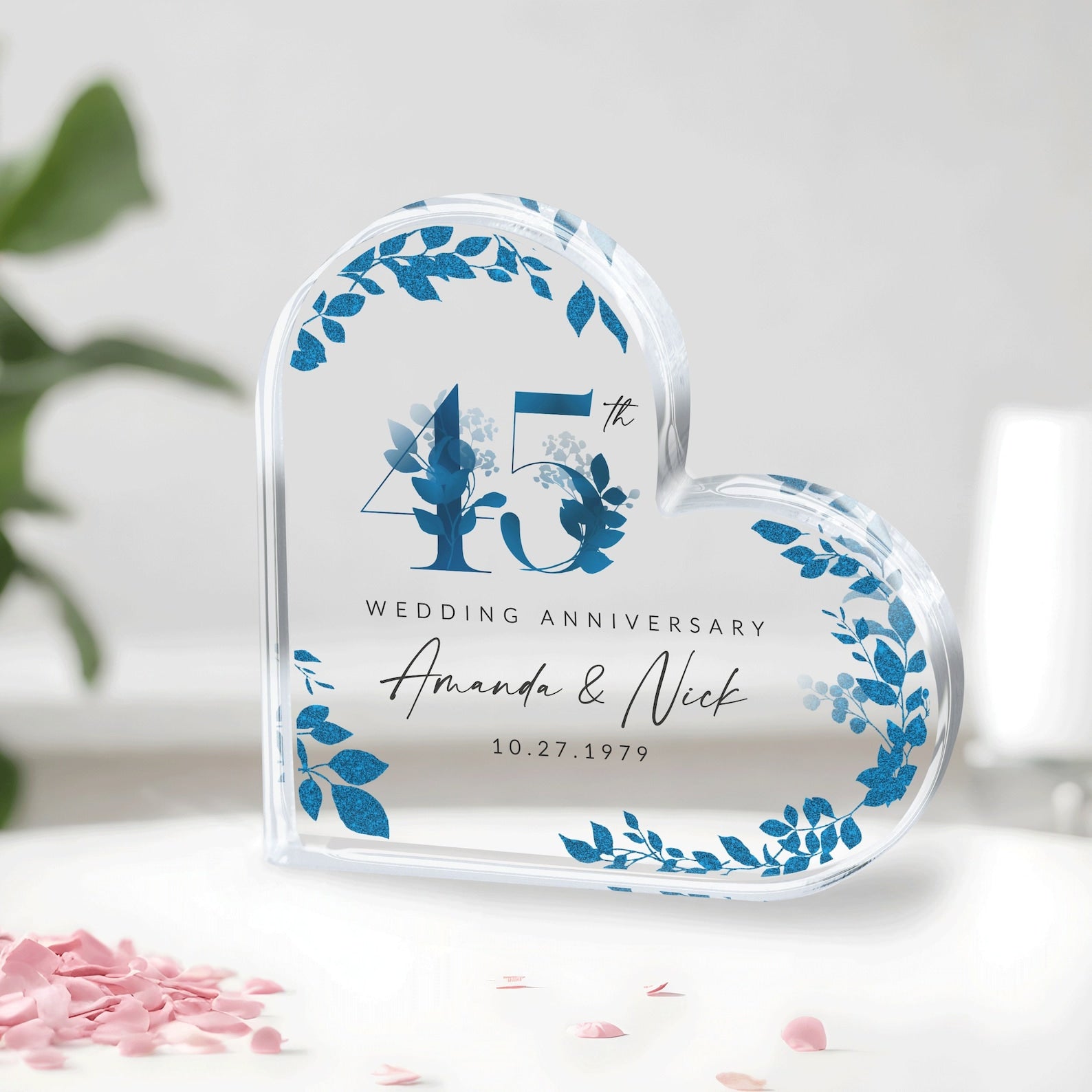45th Anniversary Gift, Personalized 45th Anniversary Plaque, 45th Wedding Anniversary Gift for Parents, Custom Sapphire Anniversary Keepsake