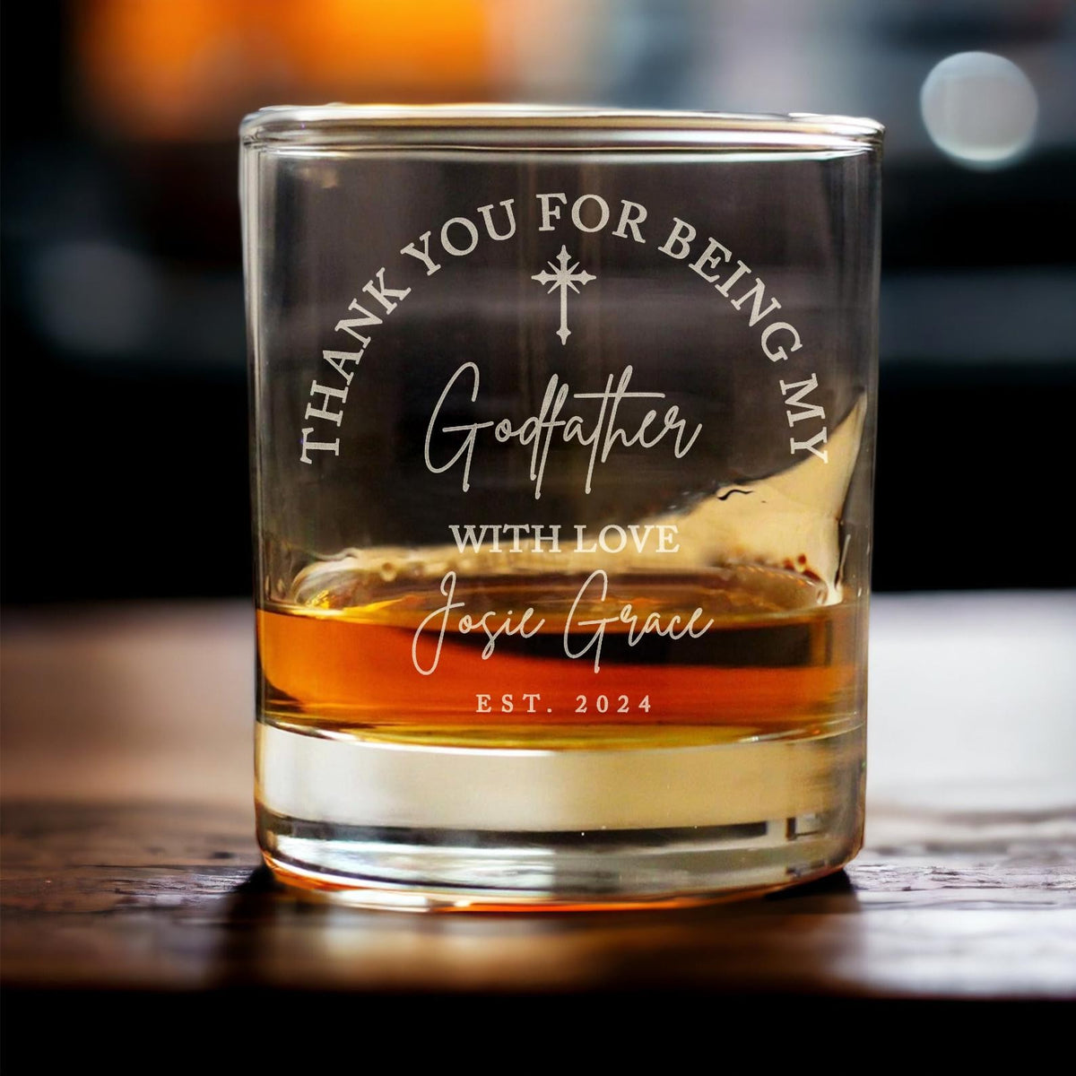 Custom Father's Day Gifts for Godfather - Personalized Godfather Gift on Rock Glass - Whiskey Glass Gifts from Goddaughter