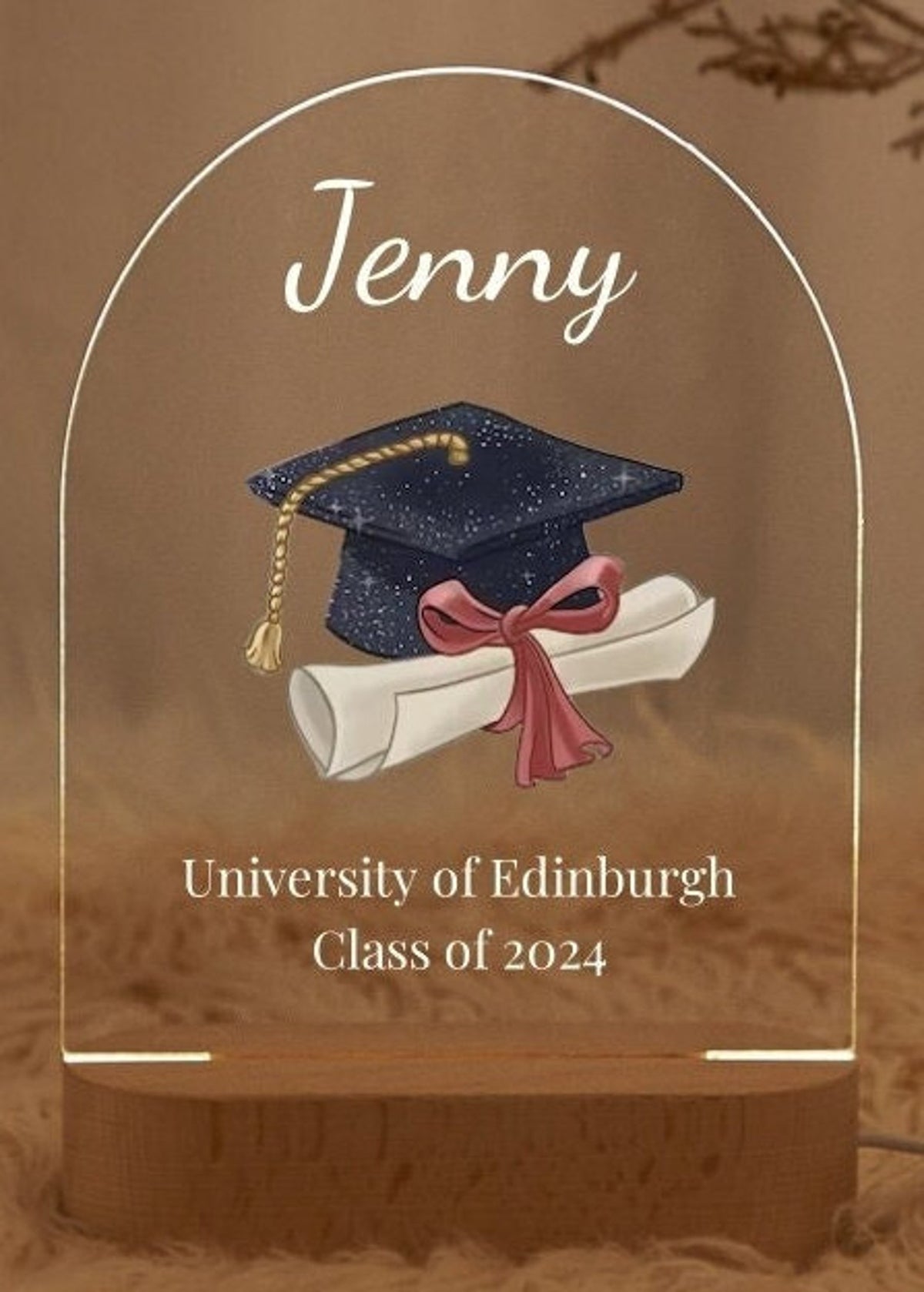 Personalized Graduation Gift,LED Wood Light Up Stand Plaque,Class of 2024,Seniors Graduate High School,College Grad Gift, Graduation Gift