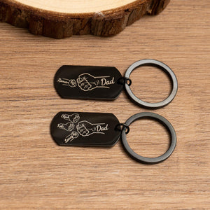 Personalised Fist Bump Keyring, Unique Fathers Day Gifts, Engraved Daddy Birthday Gift, Customised Daddy Keyring, Perfect Dad Gifts