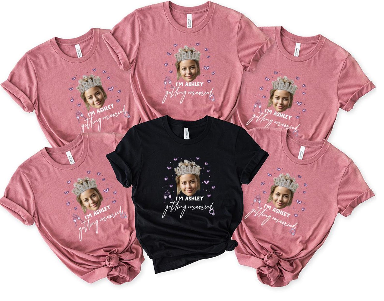 Custom Bachelorette Party Face Shirt, Custom Photo Shirts, Bride Shirts, Matching Bridal Party Tshirts, Bridesmaid Shirts, Girls Trip Shirts
