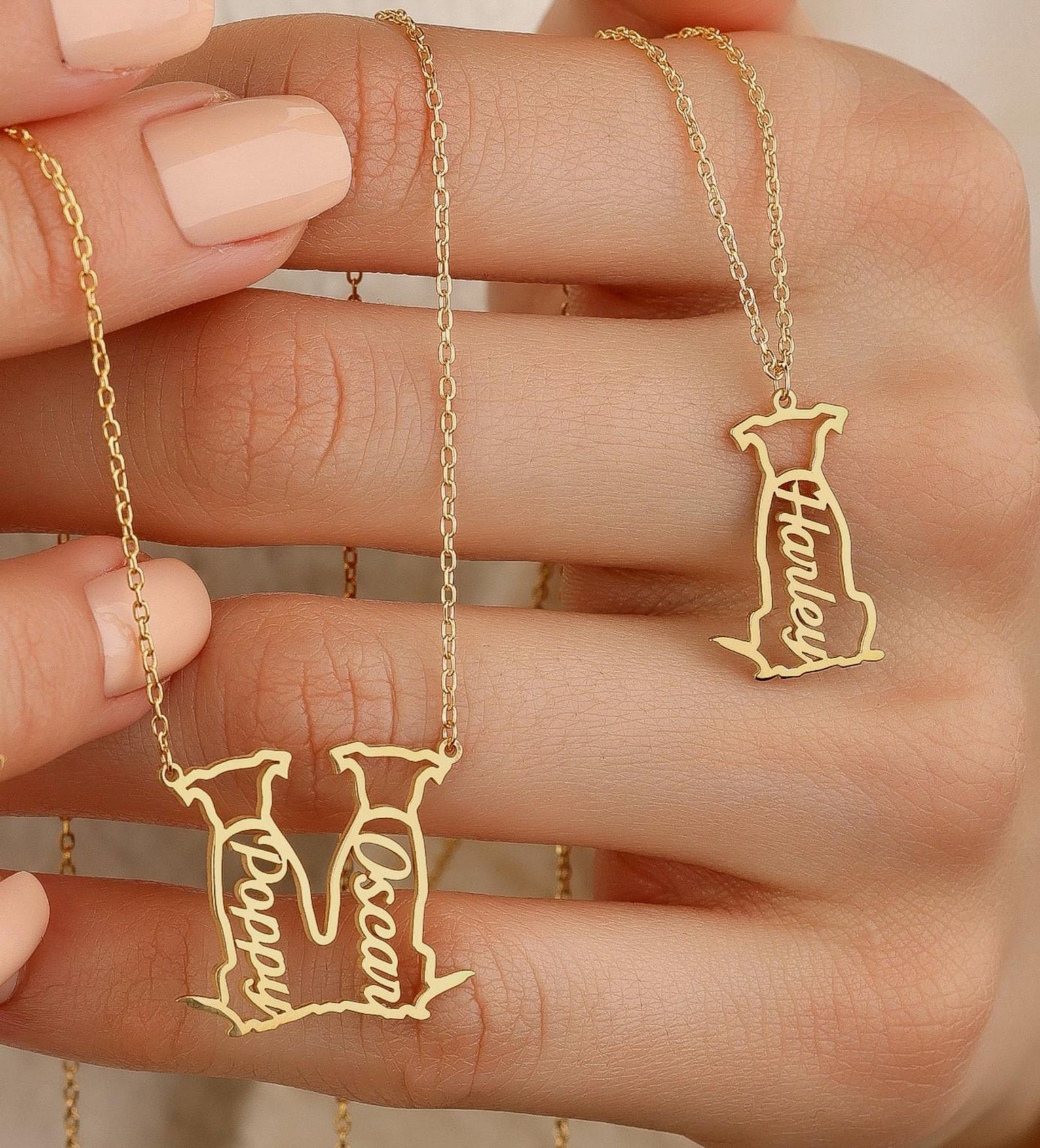 Personalized Dog Name Necklace, Dog Name Necklace, Personalized Dog Memorial Gift, Dog Silhouette Necklace, Custom Dog Letter Jewelry