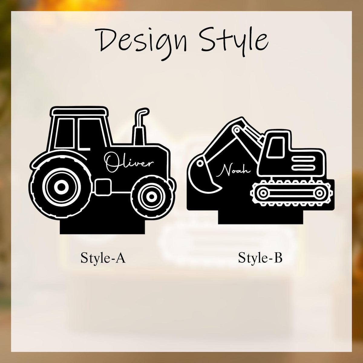Personalised Tractor Night Light,Nursery Decor,Kids Gift,Night Light,Children's Night Light,Digger Light,Tractor Light,Baby Christmas Gifts