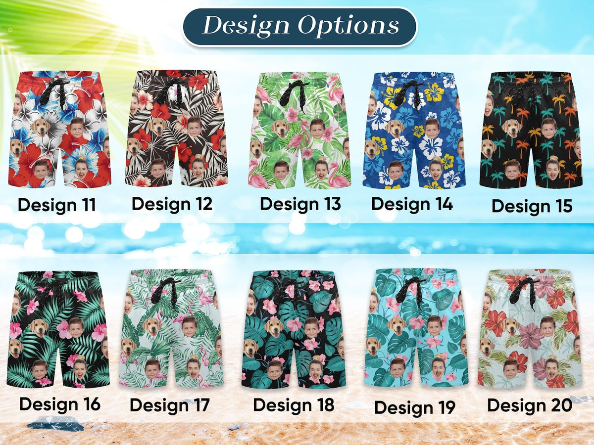 Personalized Face Swim Trunks: Custom Men's Bathing Suit, Father's Day Gift