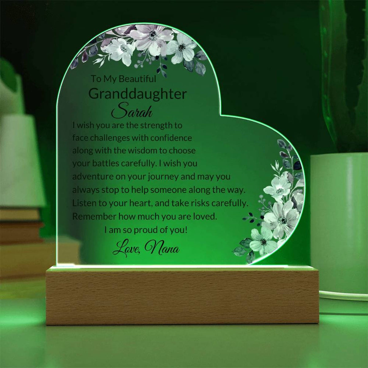 Custom Acrylic Heart Plaque for Granddaughter, Birthday Gift from Nana, Granddaughter from Grandma, Granddaughter Graduation Gifts for Teen