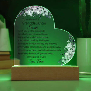 Custom Acrylic Heart Plaque for Granddaughter, Birthday Gift from Nana, Granddaughter from Grandma, Granddaughter Graduation Gifts for Teen