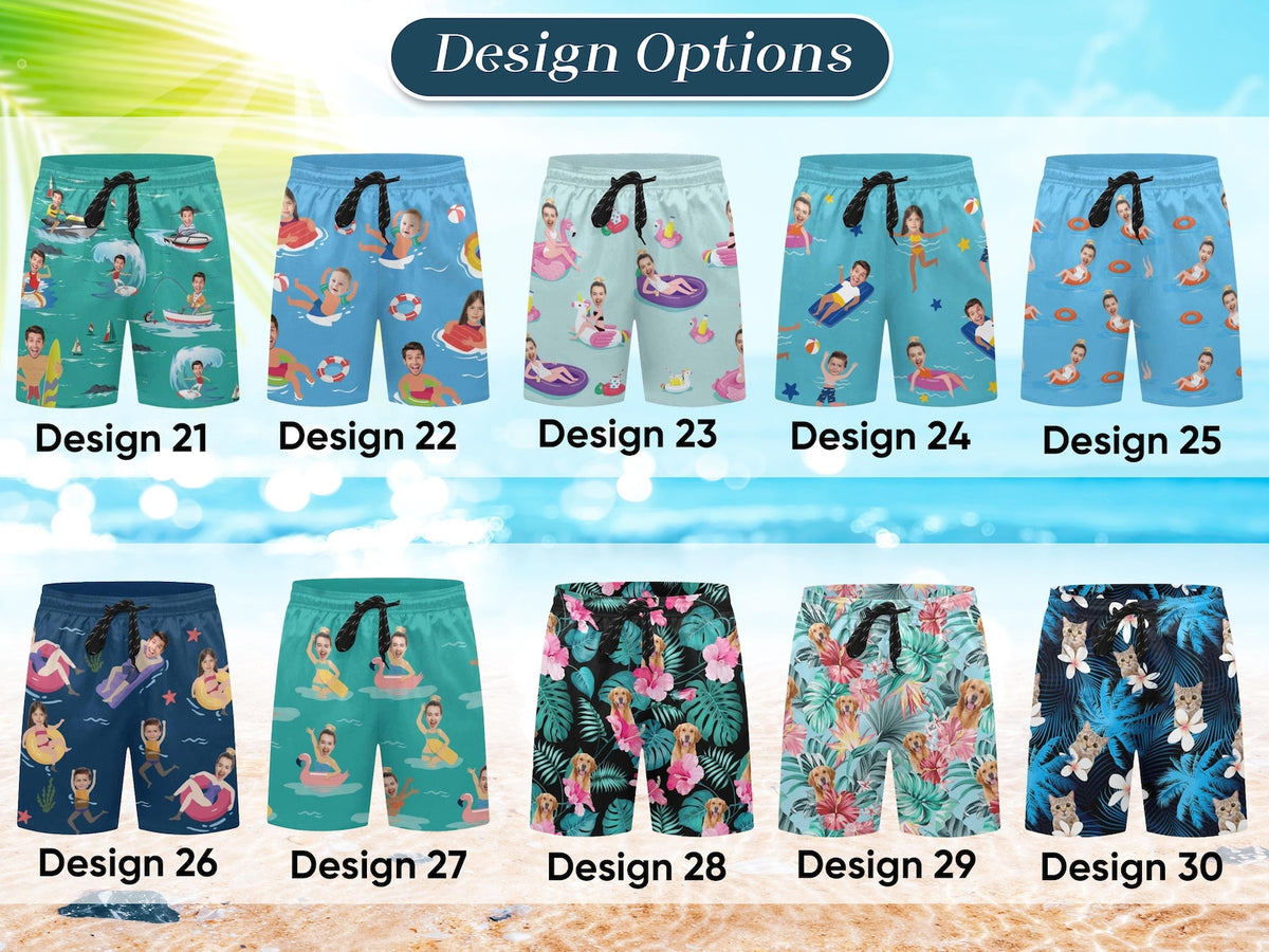 Personalized Face Swim Trunks: Custom Men's Bathing Suit, Father's Day Gift