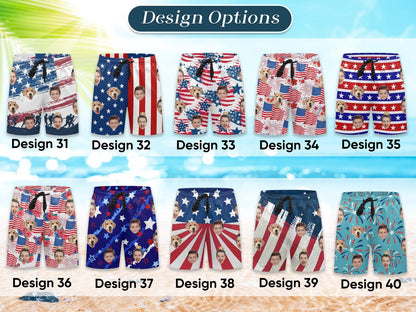 Personalized Face Swim Trunks: Custom Men's Bathing Suit, Father's Day Gift 4th of July Gift , Independence Day Gift For Men Family Gift